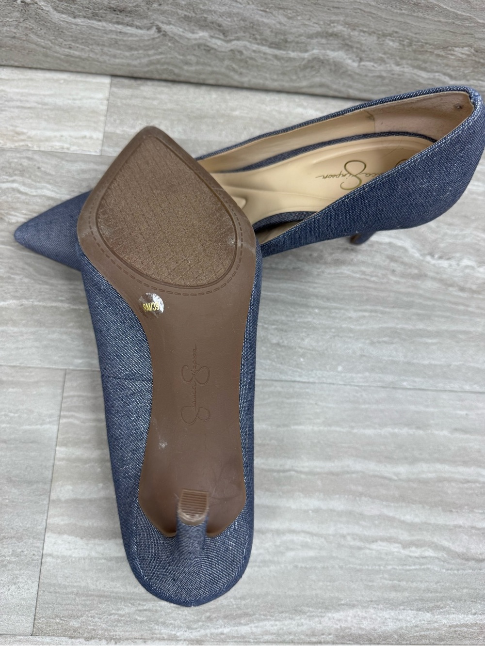 Jessica Simpson Nettles Denim Metallic Pump Heels Womens Size 8 - Picture 10 of 12